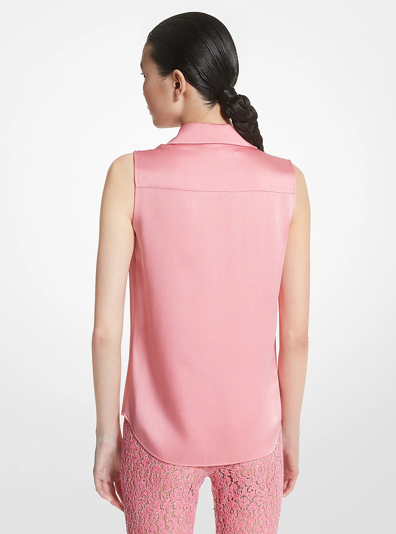 Hansen Charmeuse Sleeveless Shirt in GERANIUM | Michael Kors