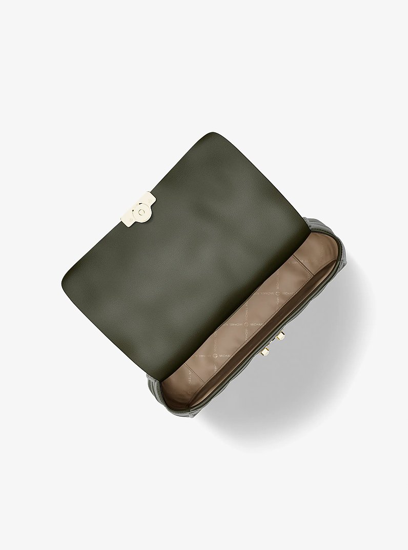 Tribeca Large Quilted Leather Shoulder Bag in IVY | Michael Kors