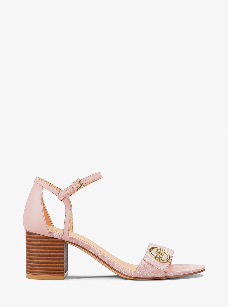 Sandale Hannah &agrave; talon bloc et &agrave; logo Signature in ROSE POUDR&Eacute; | Michael Kors
