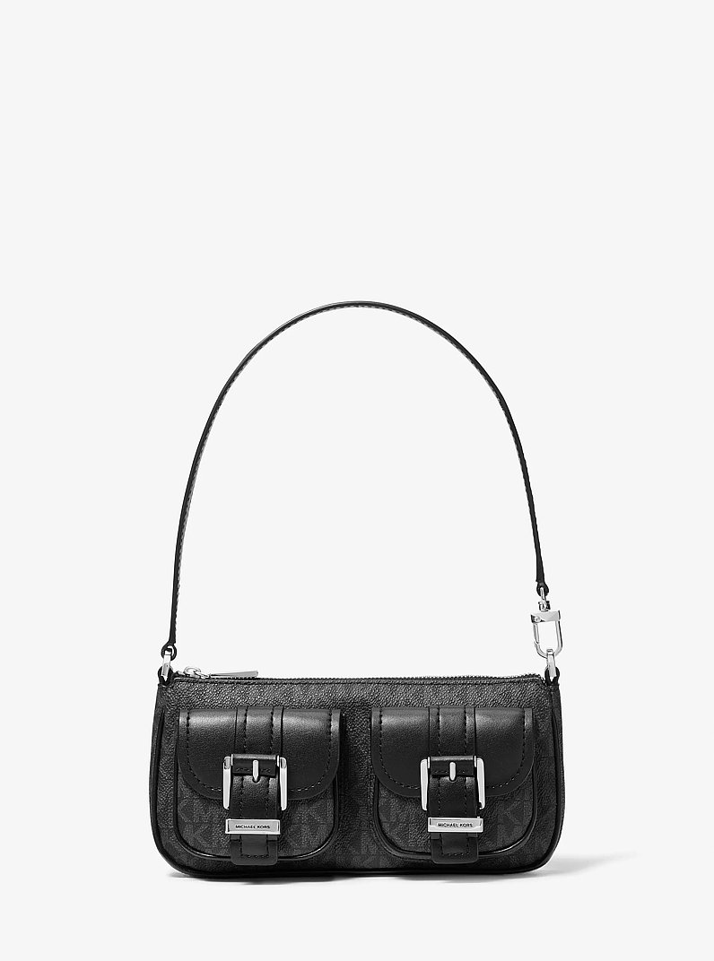Zoe Small Signature Logo Pochette in BLACK | Michael Kors