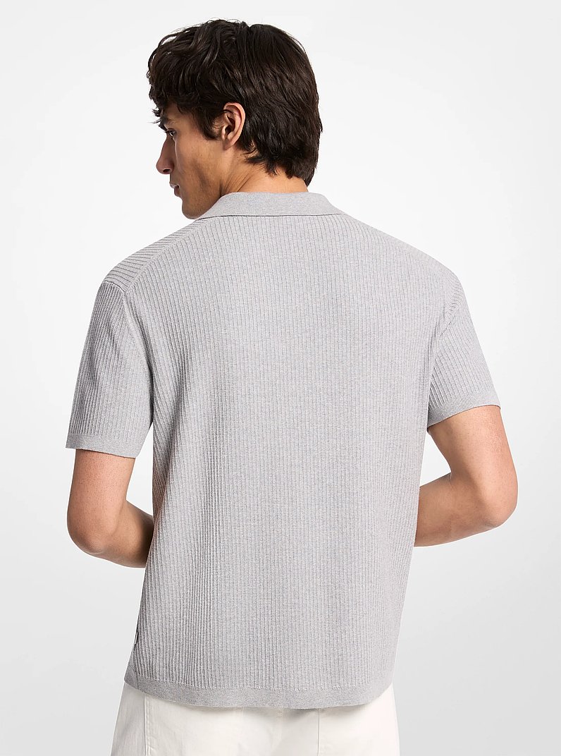 Ribbed Cotton Polo Shirt in HEATHER GREY | Michael Kors