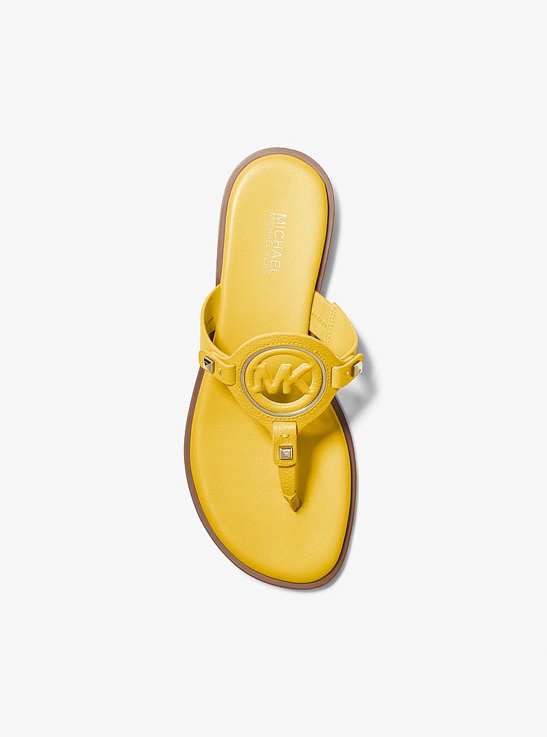 Aubrey Cutout Leather T-Strap Sandal in GOLDEN YELLOW | Michael Kors