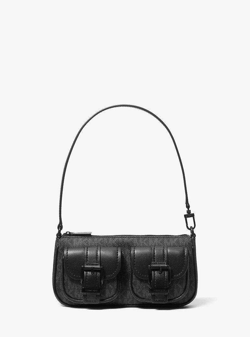 Zoe Small Signature Logo Convertible Pochette in BLACK | Michael Kors