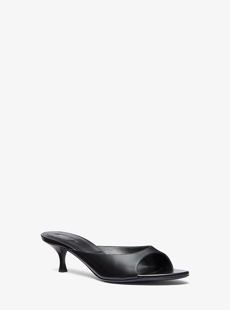 Arianna Leather Mule in BLACK | Michael Kors