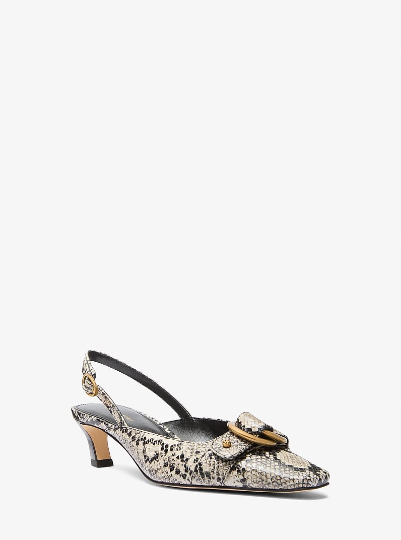 Escarpin &agrave; bride arri&egrave;re Jaden en cuir gaufr&eacute; &agrave; motif de serpent in NATUREL | Michael Kors