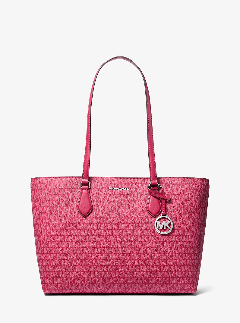 Sheila Large Signature Logo Tote Bag in DK RASPBERRY | Michael Kors