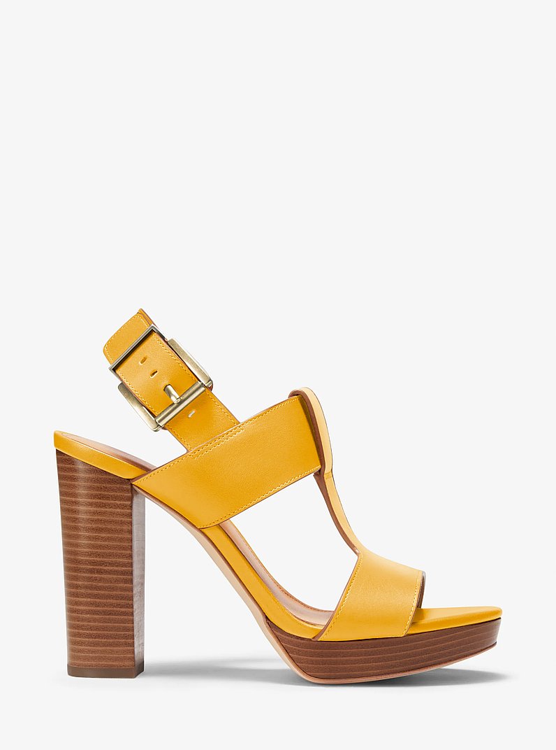 Becker Leather Platform Sandal in GOLDEN ROD | Michael Kors