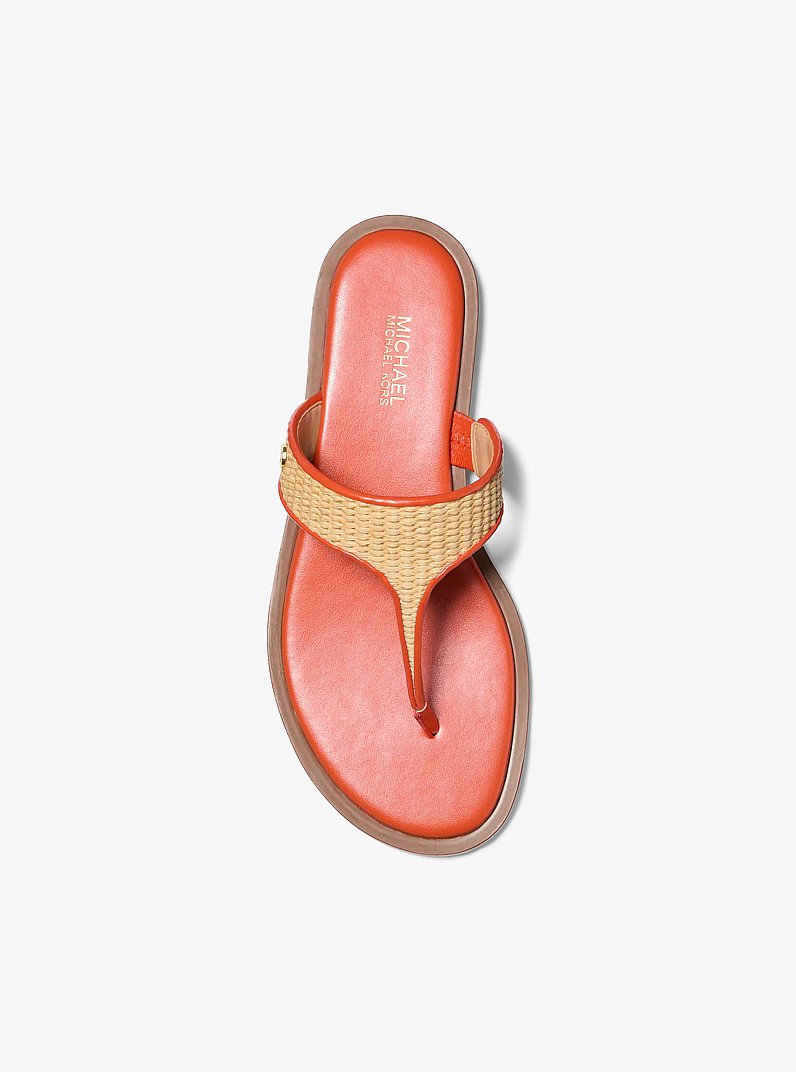 Carson Straw T-Strap Sandal in RED CLAY | Michael Kors