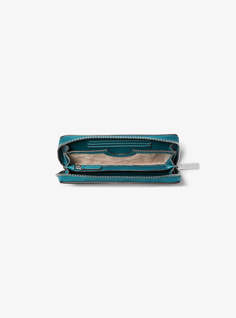 Jet Set Charm Medium Saffiano Leather Wallet in DARK CYAN | Michael Kors