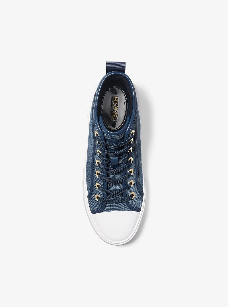 Evy Denim High-Top Sneaker in DENIM MULTI | Michael Kors