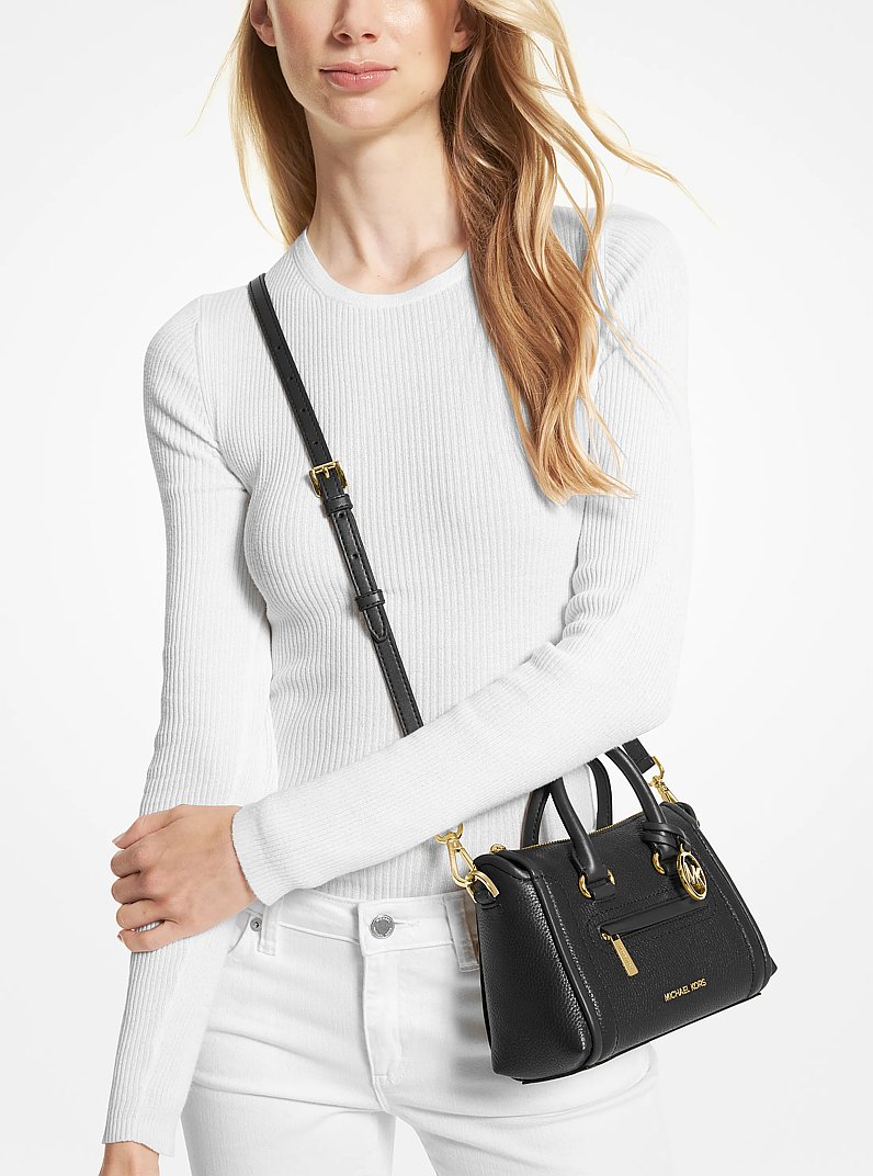 Carine Extra-Small Pebbled Leather Satchel in BLACK | Michael Kors