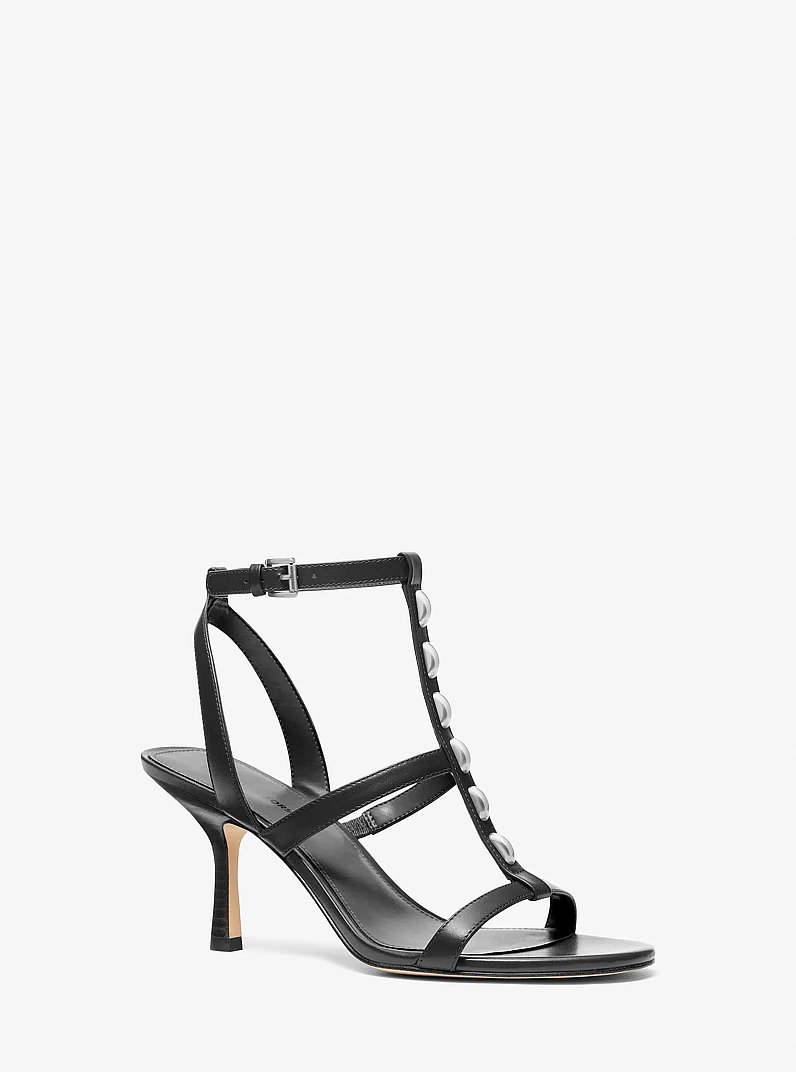 Nara Studded Leather Sandal in BLACK | Michael Kors