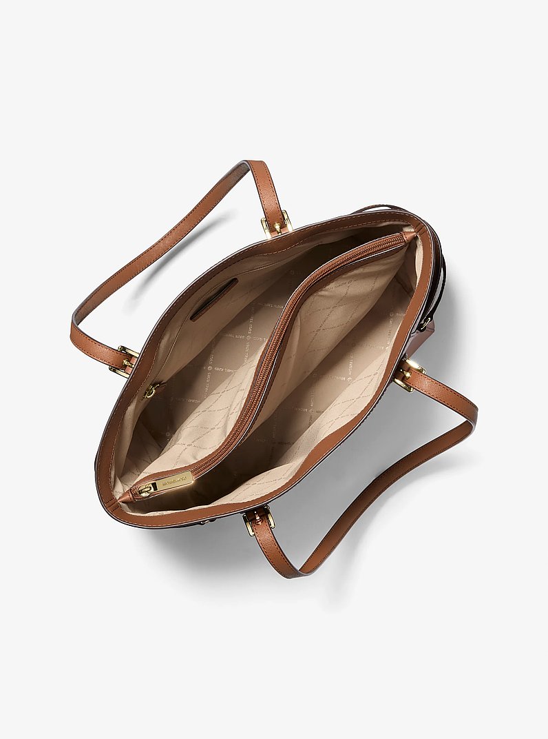 Voyager Large Saffiano Leather Tote Bag in LUGGAGE | Michael Kors