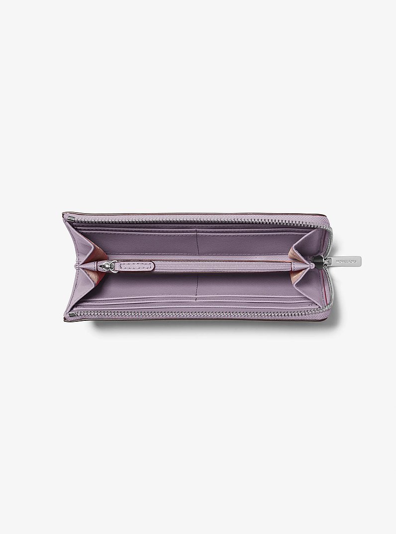 Jet Set Travel Large Saffiano Leather Quarter-Zip Wallet in LT QUARTZ | Michael Kors