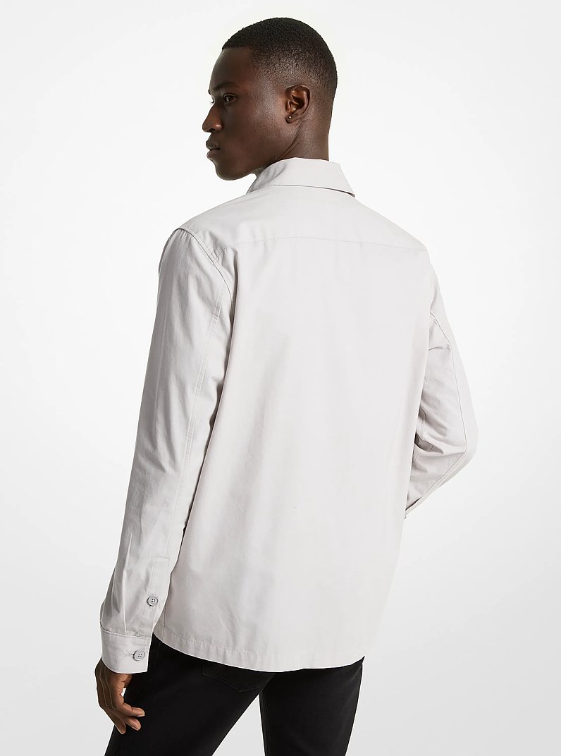 Cotton Shirt Jacket in ALUMINUM | Michael Kors