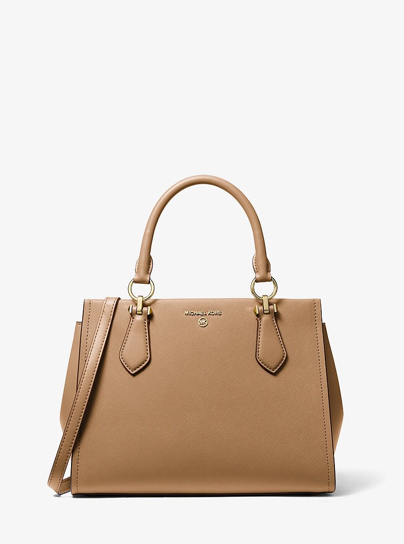Marilyn Medium Saffiano Leather Satchel in HUSK | Michael Kors