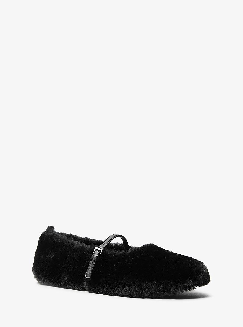 Phoebe Faux Fur Ballet Flat in BLACK | Michael Kors