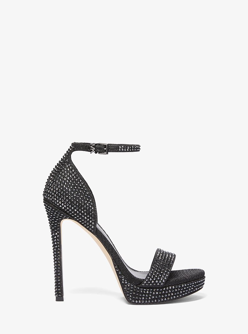 Jordyn Embellished Glitter Chain Mesh Platform Sandal