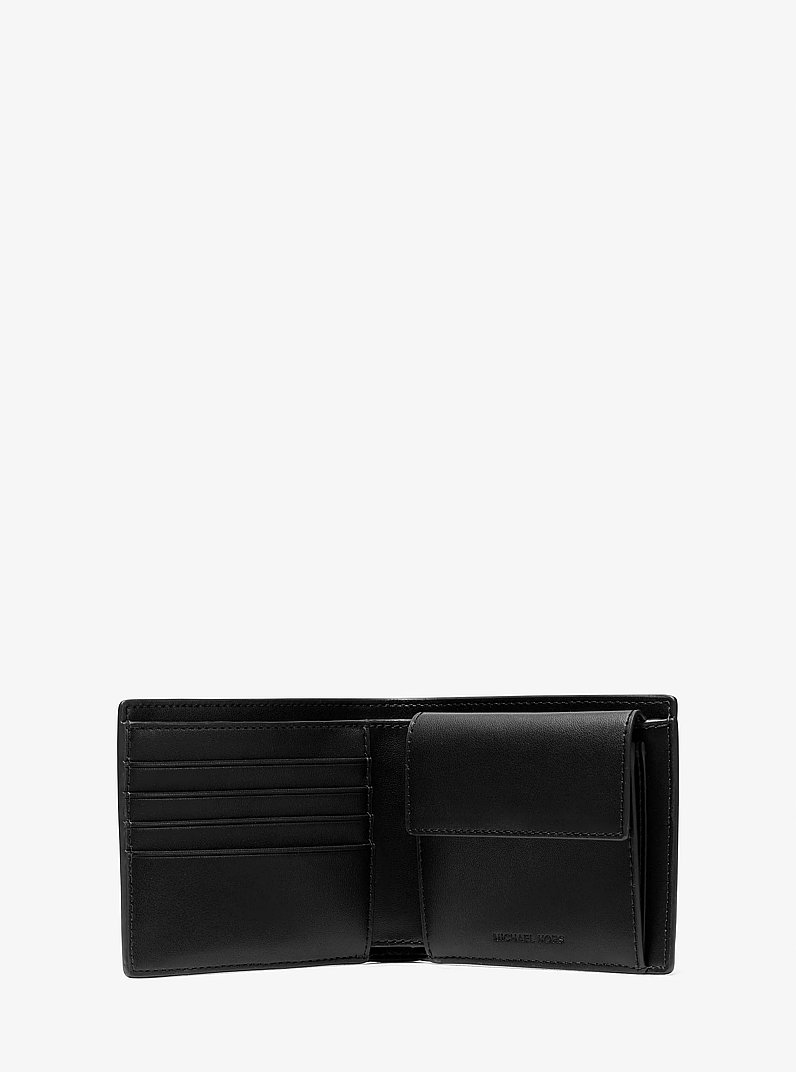 Cooper Pebbled Leather Billfold Wallet With Coin Pouch in NOIR | Michael Kors