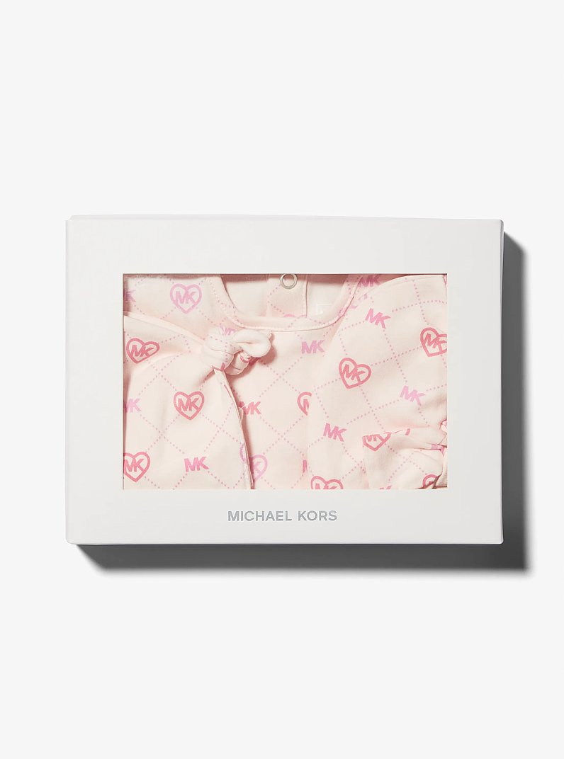 Metallic Logo Cotton Pajama Baby Gift Set in PALE PINK | Michael Kors