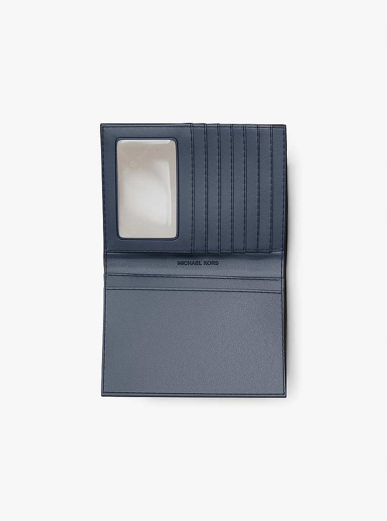 Jet Set Travel Medium Striped Signature Logo Passport Case in NAVY | Michael Kors