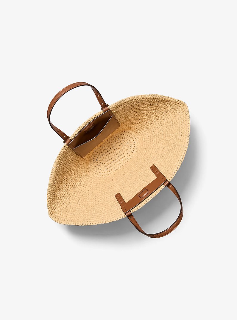 Isa Small Hand-Crocheted Straw Tote Bag