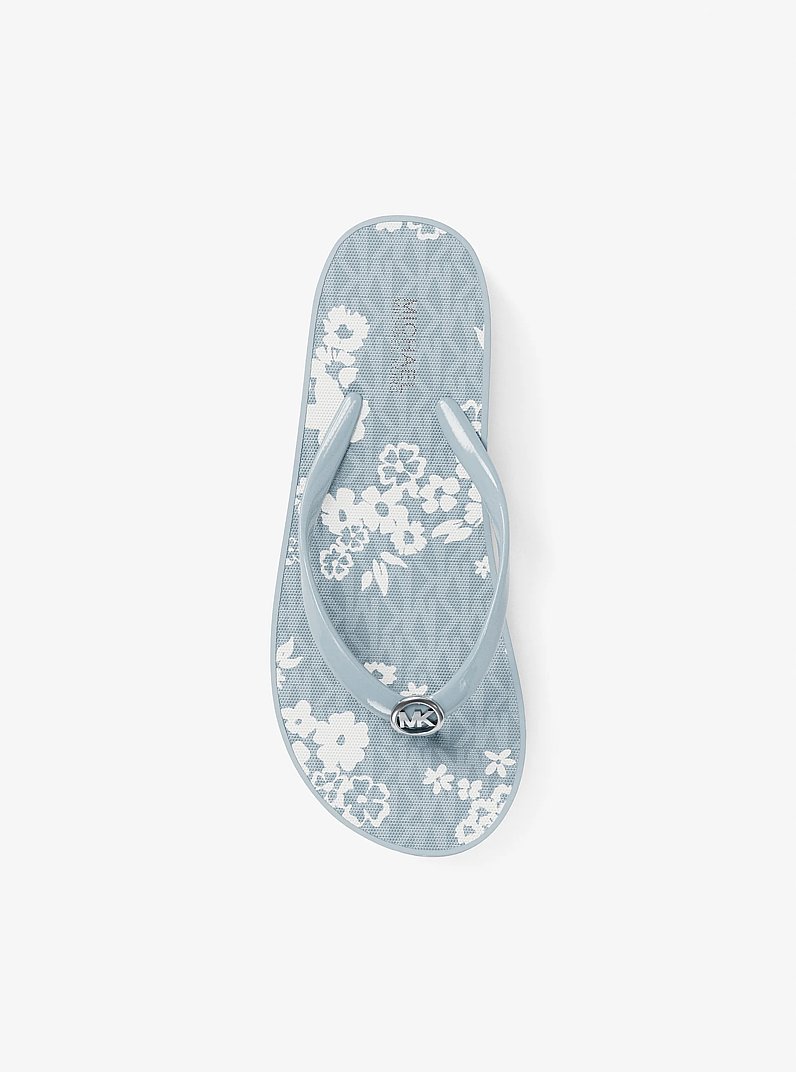 Bedford Printed Signature Logo Flip Flop in PALE OCEAN | Michael Kors