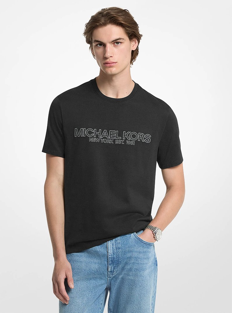 T-shirt en coton &agrave; logo in NOIR | Michael Kors