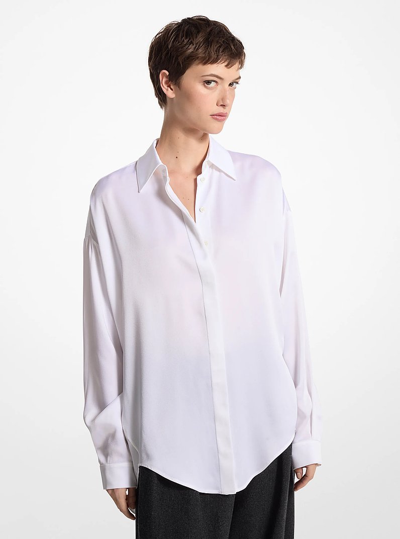 Charmeuse Shirt in OPTIC WHITE | Michael Kors
