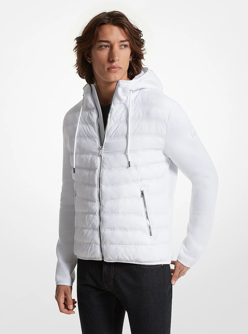 Galway Quilted Mixed-Media Jacket in WHITE | Michael Kors