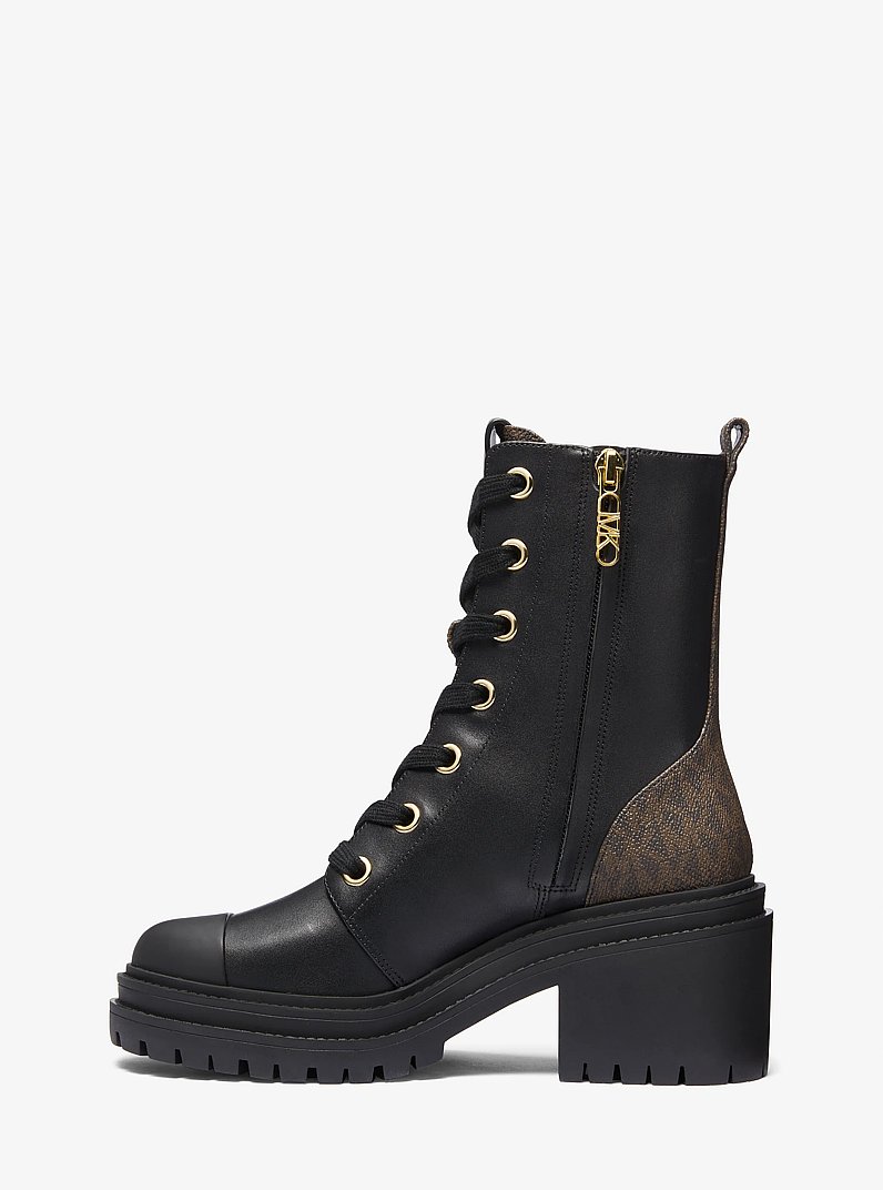 Hanley Leather and Logo Combat Boot
