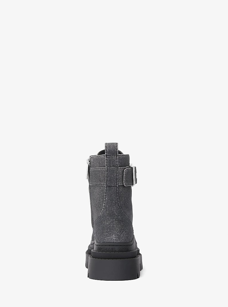 Colby Denim Print Leather Combat Boot in CHARCL MULTI | Michael Kors