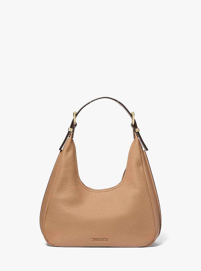 Nolita Small Pebbled Leather Hobo Shoulder Bag in CAMEL | Michael Kors