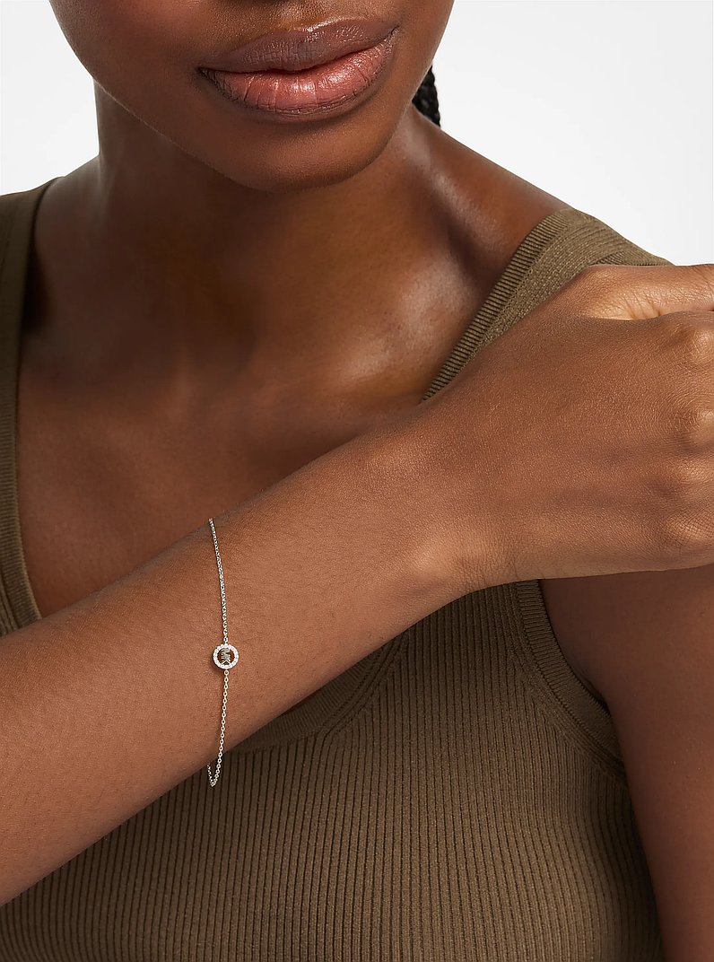Pav&eacute; Logo Charm Bracelet in SILVER | Michael Kors