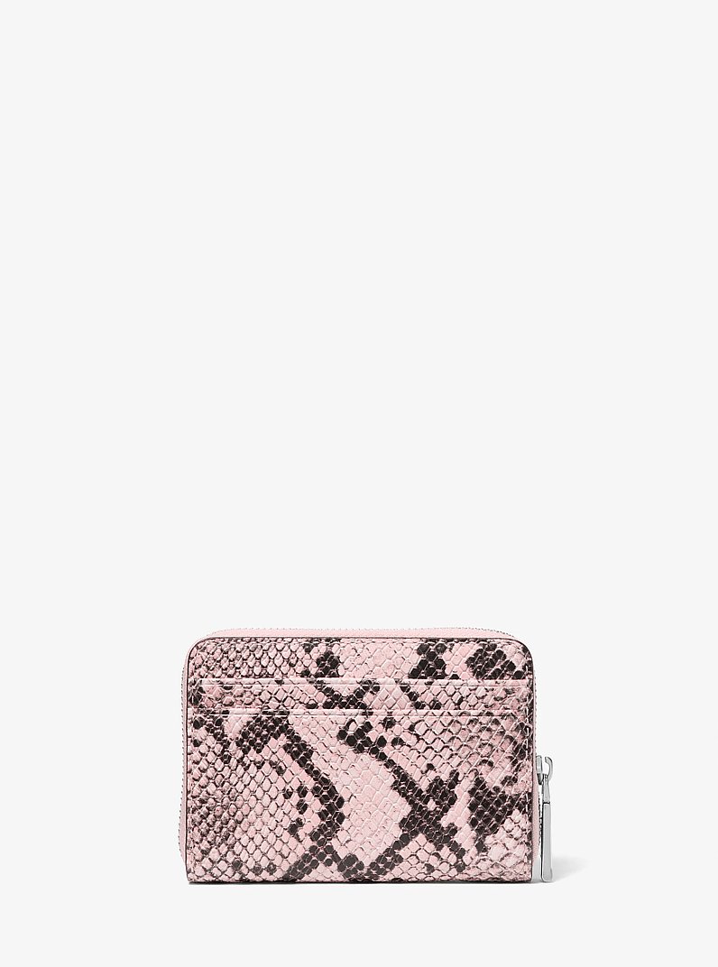 Jet Set Small Snake Embossed Leather Wallet in SMOKEY ROSE | Michael Kors