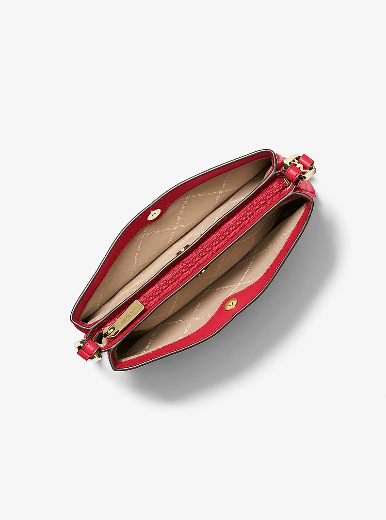 Trisha Medium Pebbled Leather Crossbody Bag in BRIGHT RED | Michael Kors