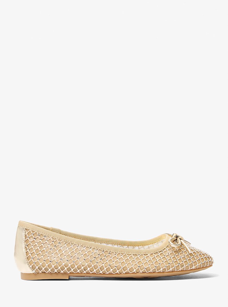 Savannah Embellished Mesh Ballet Flat in PALE GOLD | Michael Kors