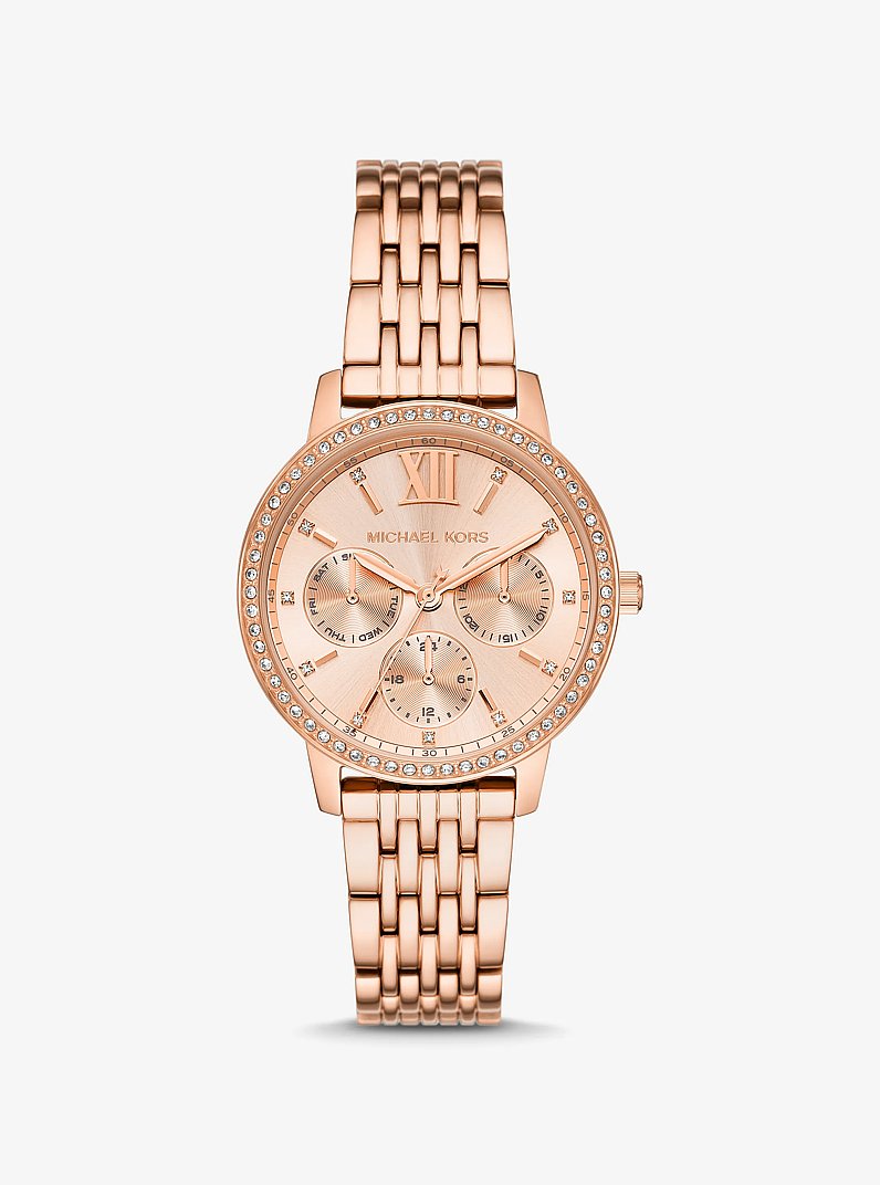 Montre Melissa de ton or rose &agrave; pav&eacute; in OR ROSE | Michael Kors