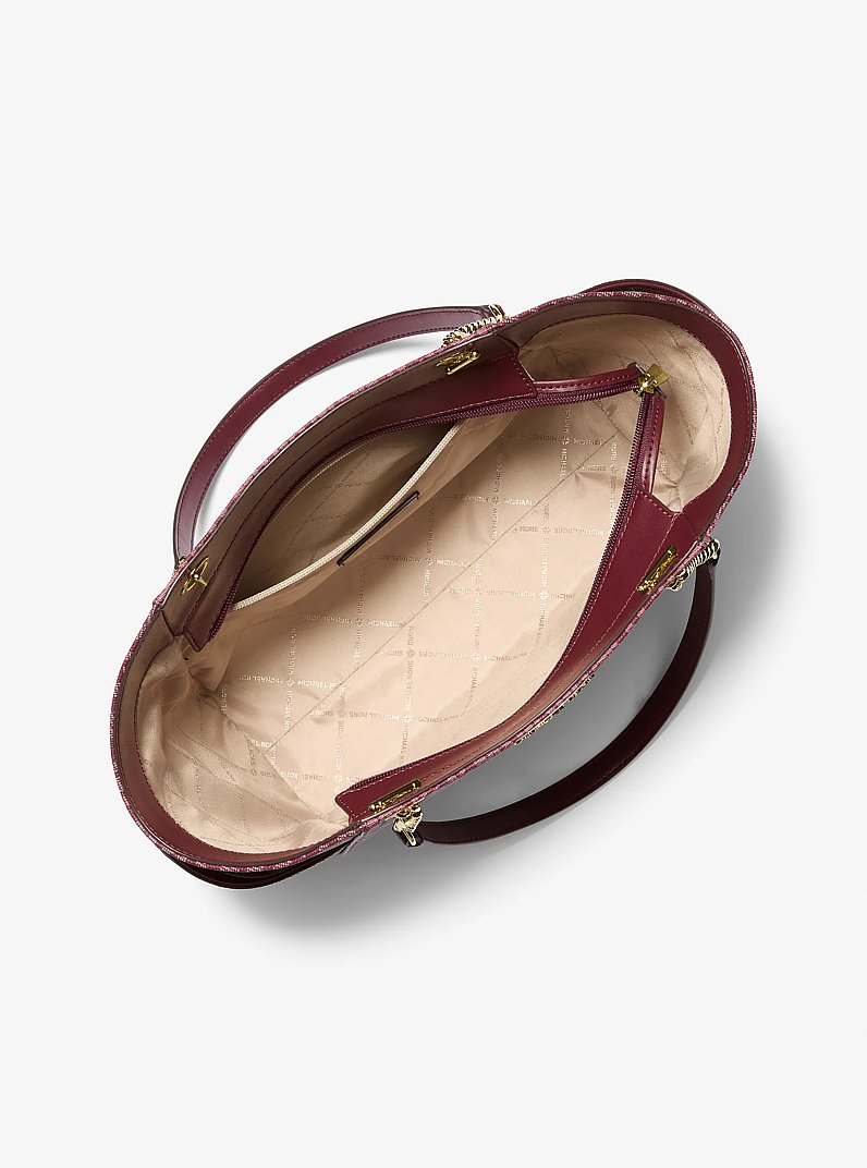 Jet Set Large Signature Logo Shoulder Bag in OXBLOOD | Michael Kors