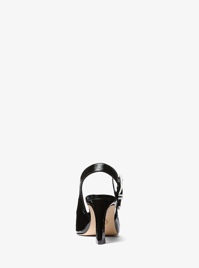 Darrington Crackled Patent Leather Slingback Pump in BLACK | Michael Kors