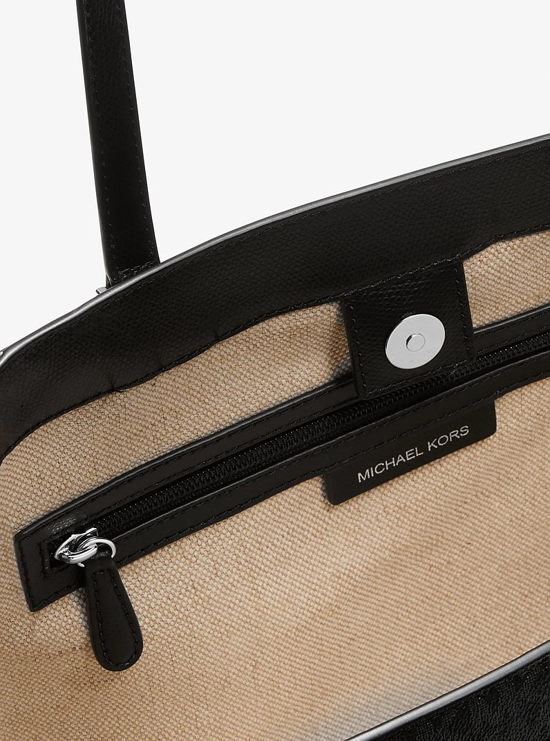 Borsa tote Taryn grande in pelle con logo in NERO | Michael Kors