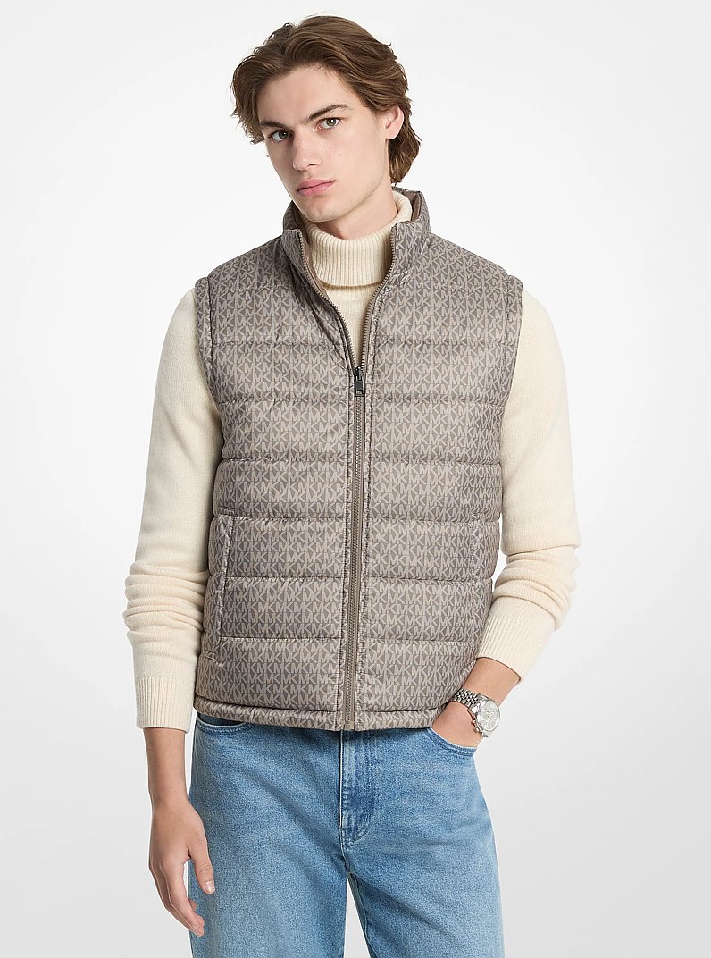Signature Logo Reversible Vest in MUSHROOM | Michael Kors