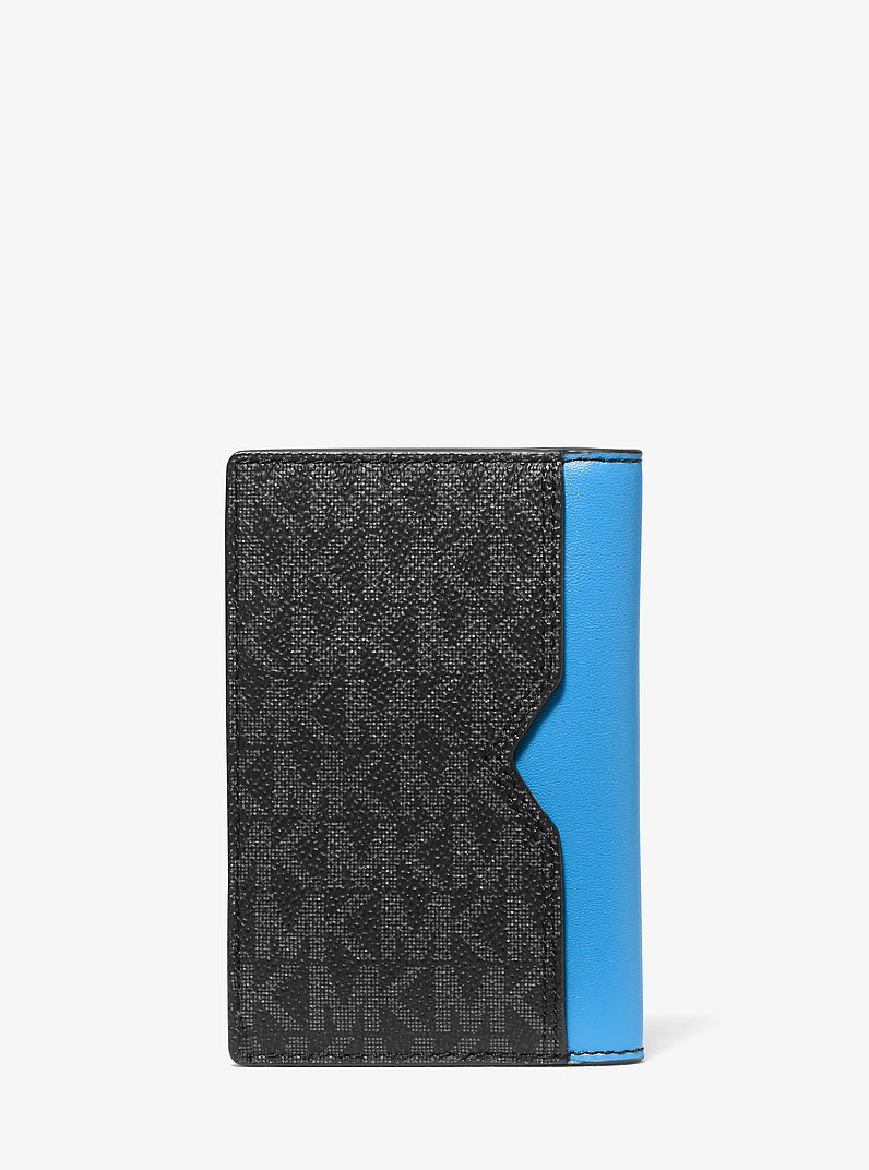 Hudson Signature Logo Folio Card Case in BLUE MULTI | Michael Kors