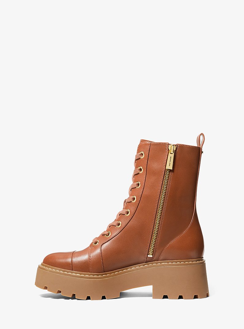 Blake Leather Combat Boot in LUGGAGE | Michael Kors