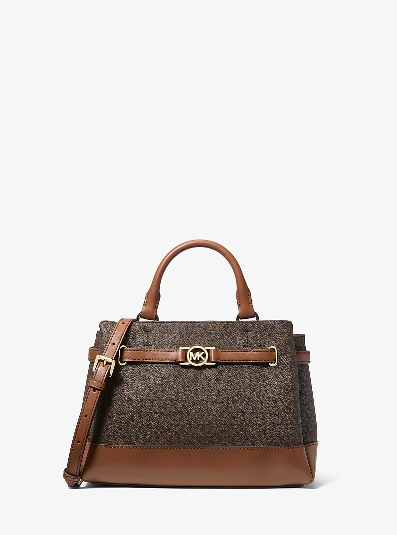 Reed Small Signature Logo Satchel in BROWN | Michael Kors