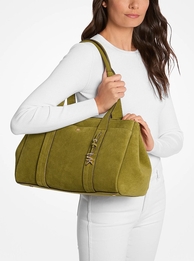 Romee Large Suede Tote Bag in PISTACHIO | Michael Kors
