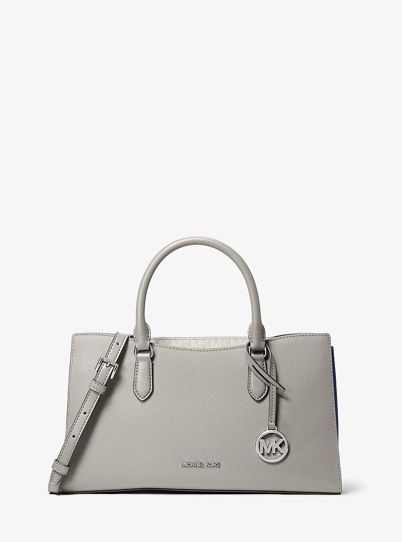 Arden Medium Top-Zip Satchel in PEARL GREY | Michael Kors