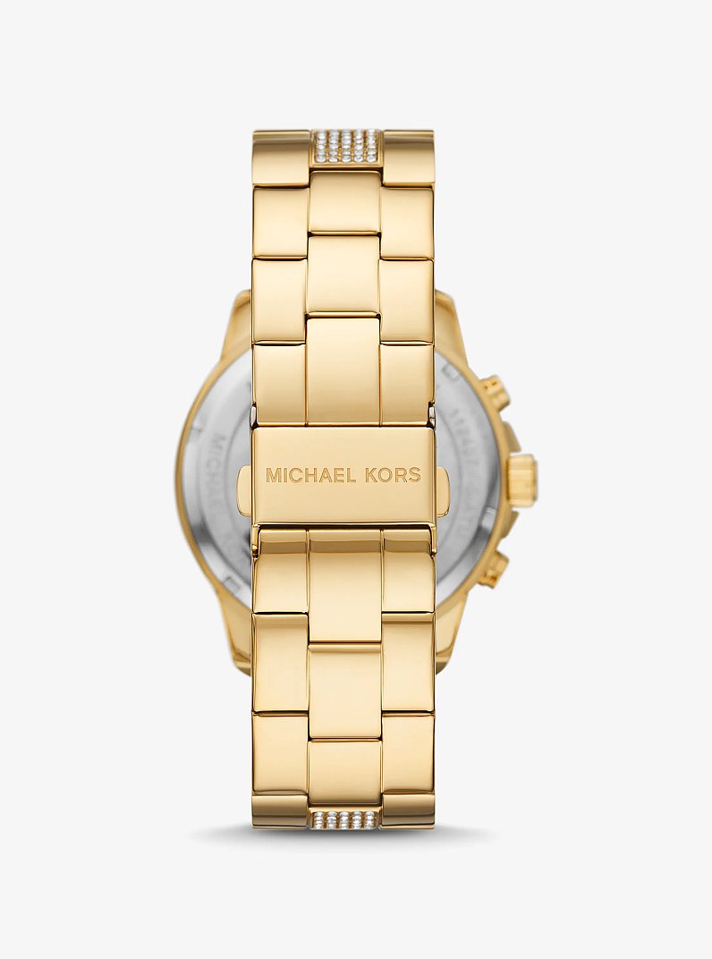 Oversized Brynn Pav&eacute; Gold-Tone Watch in GOLD | Michael Kors