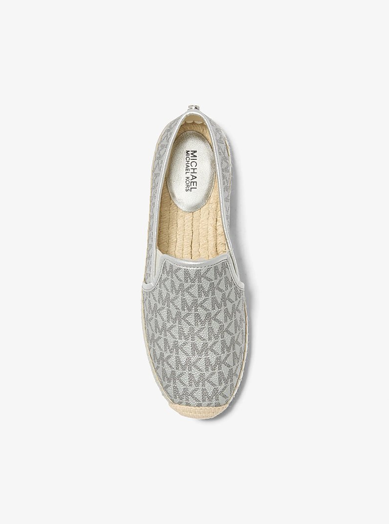Hastings Metallic Signature Logo Espadrille in SILVER | Michael Kors
