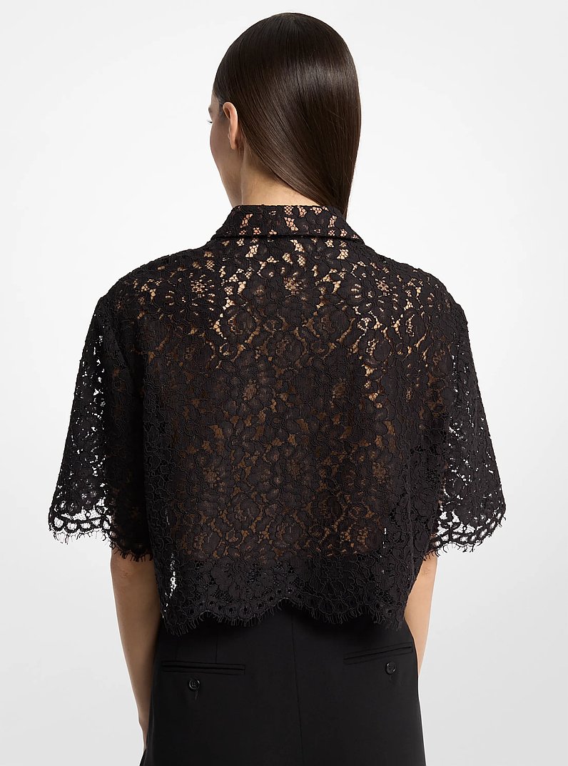 Camisa corta de encaje trenzado de flores in NEGRO | Michael Kors